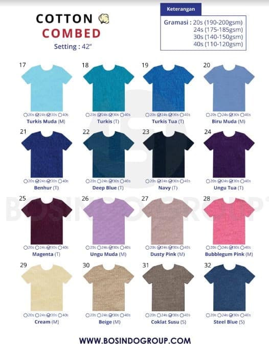 Katalog Warna Kaos Cotton Combed (1)